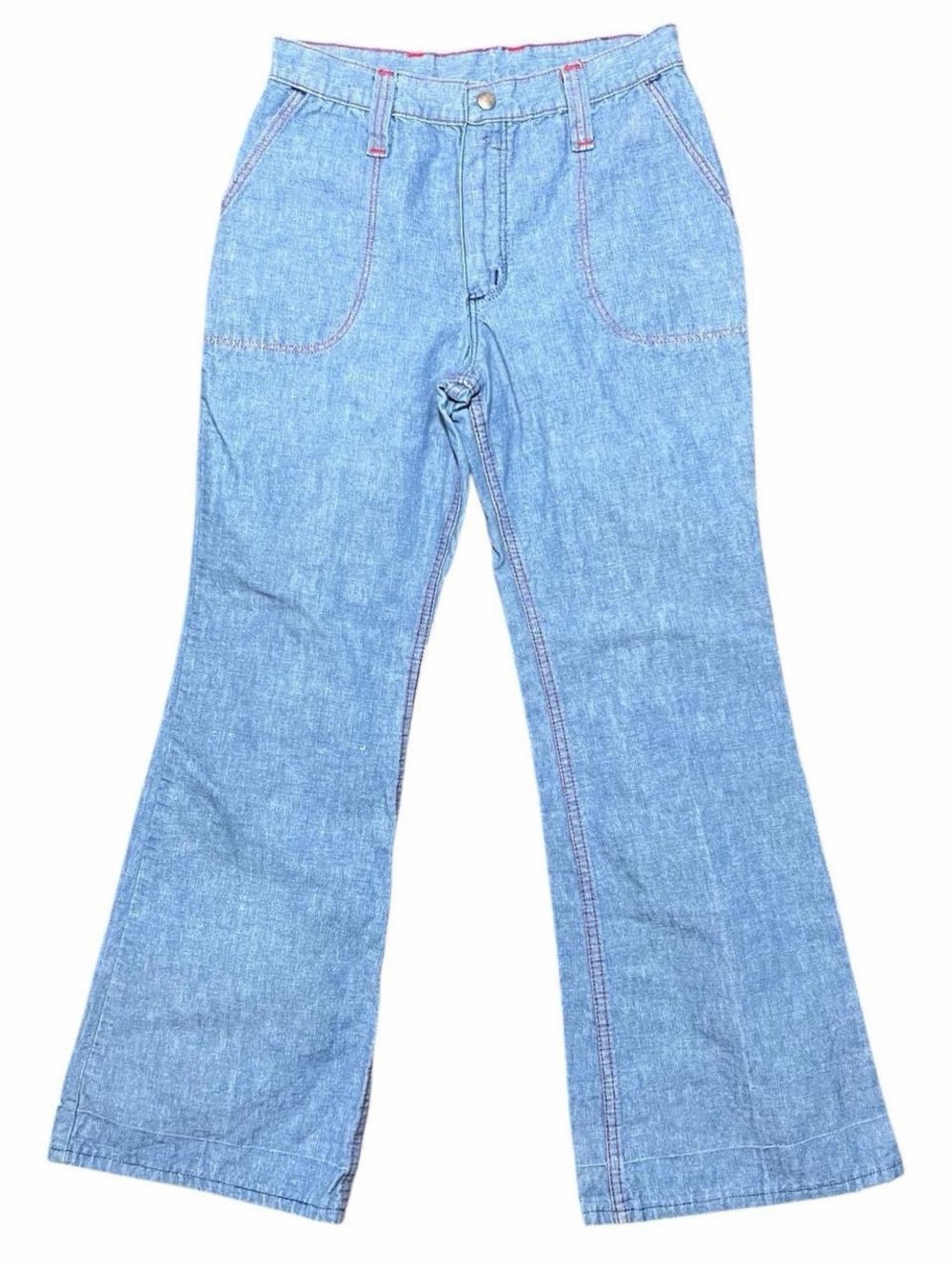 Vintage 70s Wrangler Light Wash Retro Flare Bell Bottoms High Waist Size 27 x 29 - Picture 2 of 9